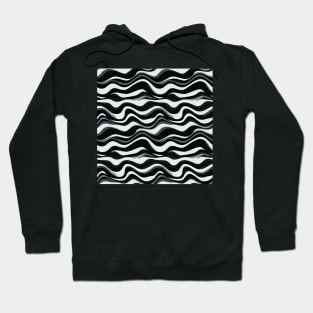 Monochrome Waves: Modern Abstract Ebb and Flow Hoodie